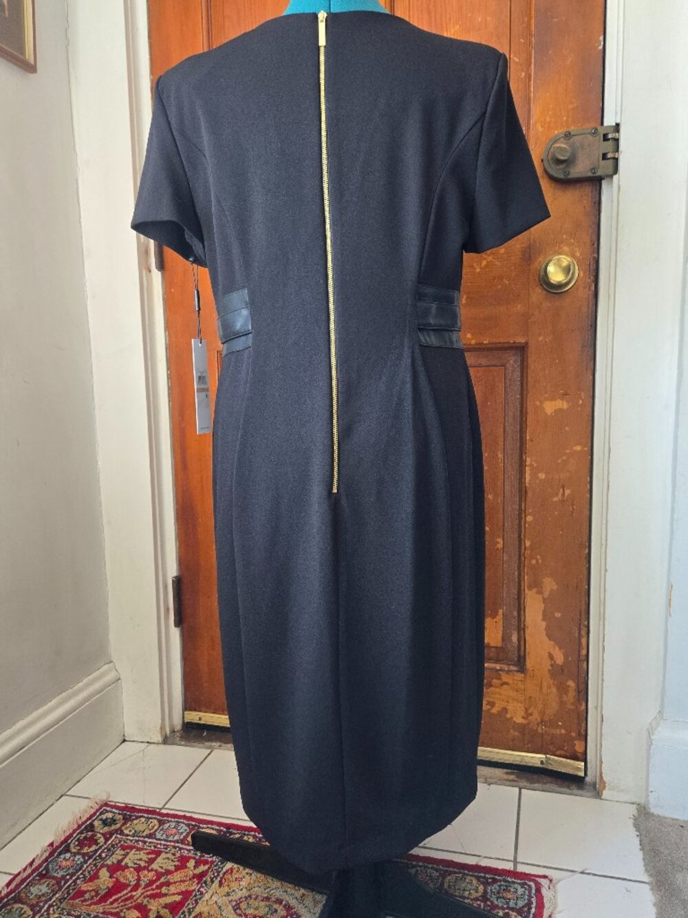 CK Faux-Leather Tie-Waist Sheath Dress - Picture 3 of 3